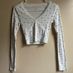 Y2K Aeropostale babydoll cropped lace trim top size XS Twilight